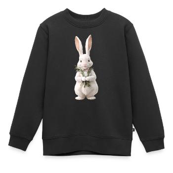 Lapin mignon blanc 3 - Sweat Premium enfant bio - noir - Devant - AI Model Kid Female (0cm)