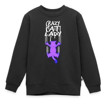 Chat fou Dame Texte Folle Femme Chats Amour - Sweat Premium enfant bio - noir - Devant - AI Model Kid Female (0cm)