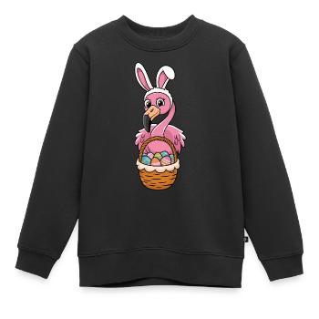 Pretty Easter Flamingo with Easter Basket - Kinder Premium Organic Sweatshirt - Schwarz - Vorne - AI Model Kid Female (0cm)
