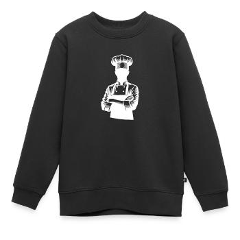Küchenchef und Hobbykoch Silhouette Portrait - Kinder Premium Organic Sweatshirt - Schwarz - Vorne - AI Model Kid Female (0cm)