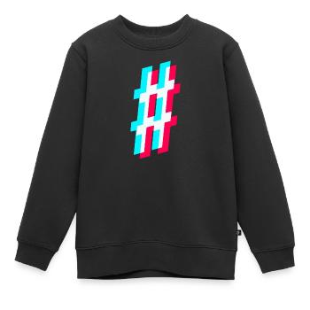 hashtag # - tik tok style glitch raute - Kinder Premium Organic Sweatshirt - Schwarz - Vorne - AI Model Kid Female (0cm)