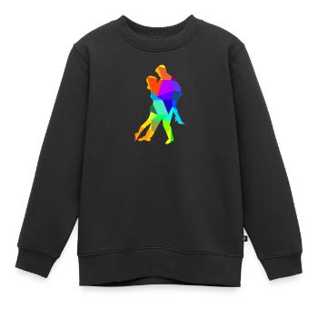 Tango Tanzen Tanzpaar Regenbogen Farben Polygon - Kinder Premium Organic Sweatshirt - Schwarz - Vorne - AI Model Kid Female (0cm)