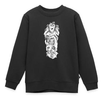 Drei Affen - Kinder Premium Organic Sweatshirt - Schwarz - Vorne - AI Model Kid Female (0cm)