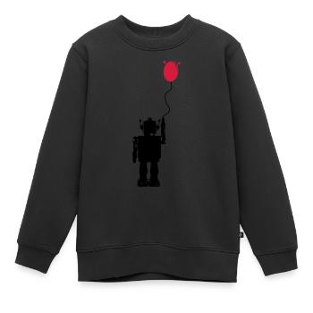 Roboterluftballon Hinten - Kinder Premium Organic Sweatshirt - Schwarz - Vorne - AI Model Kid Female (0cm)