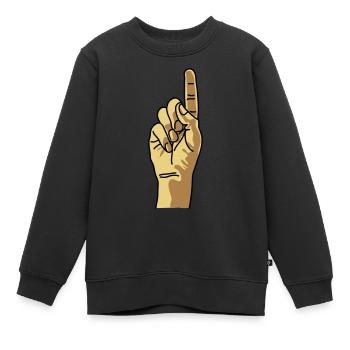 zeigefinger - Kinder Premium Organic Sweatshirt - Schwarz - Vorne - AI Model Kid Female (0cm)