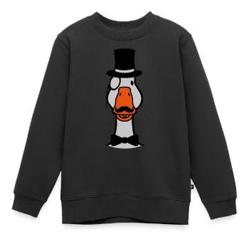 Cylindre Comic Goose Sir - Sweat Premium enfant bio - noir - Devant - AI Model Kid Female (0cm)