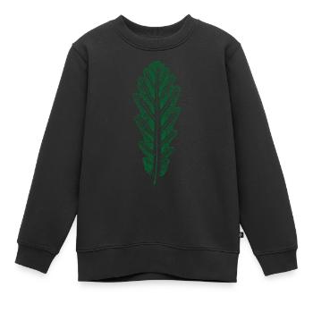 Chêne - Feuille / Feuille de chêne - IMPRIMER - Sweat Premium enfant bio - noir - Devant - AI Model Kid Female (0cm)