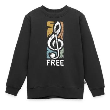 clef Free – musique dans le style vintage - Sweat Premium enfant bio - noir - Devant - AI Model Kid Female (0cm)