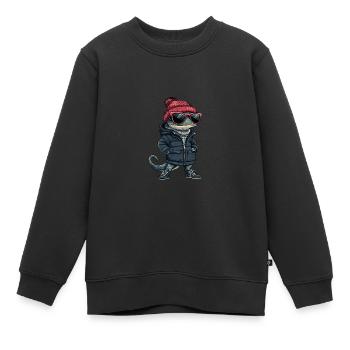 Echse Winter - Kinder Premium Organic Sweatshirt - Schwarz - Vorne - AI Model Kid Female (0cm)