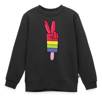 Eis am Stiel Friedenszeichen Peace - Kinder Premium Organic Sweatshirt - Schwarz - Vorne - AI Model Kid Female (0cm)