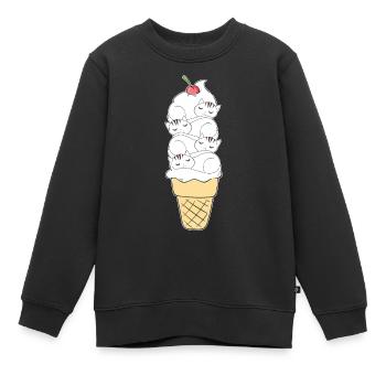 Netter Katzen-Eiscreme-Miezekatze-Katzen-Nachtisch - Kinder Premium Organic Sweatshirt - Schwarz - Vorne - AI Model Kid Female (0cm)