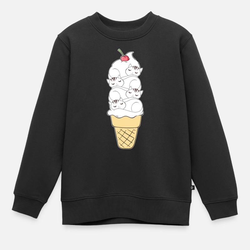 Netter Katzen-Eiscreme-Miezekatze-Katzen-Nachtisch - Kinder Premium Organic Sweatshirt - Schwarz