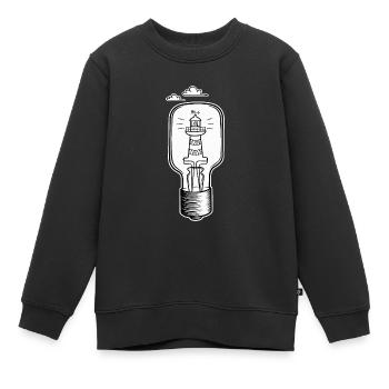 Phare avec nuages, vacances sur la plage, au bord de la mer - Sweat Premium enfant bio - noir - Devant - AI Model Kid Female (0cm)
