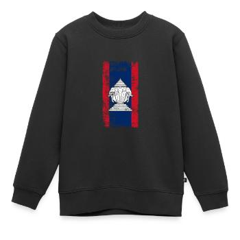 Vintage Airavata Three Headed Elephant Laos Flag - Kids Premium Organic Sweatshirt - black - Front - AI Model Kid Female (0cm)