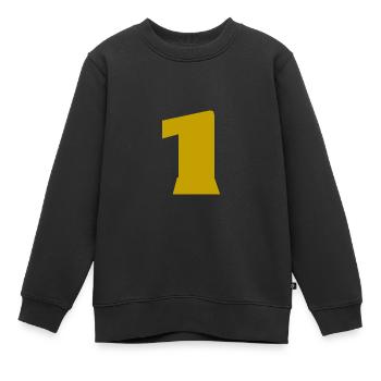 1. 1 AN. 1er ANNIVERSAIRE. ANNIVERSAIRE 1 AN - Sweat Premium enfant bio - noir - Devant - AI Model Kid Female (0cm)