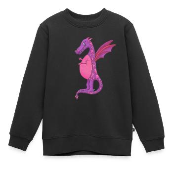 Dragon rose et violet - Sweat Premium enfant bio - noir - Devant - AI Model Kid Female (0cm)