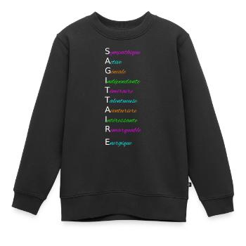 SAGITTAIRE Sympathique Active Géniale Indépendante - Sweat Premium enfant bio - noir - Devant - AI Model Kid Female (0cm)