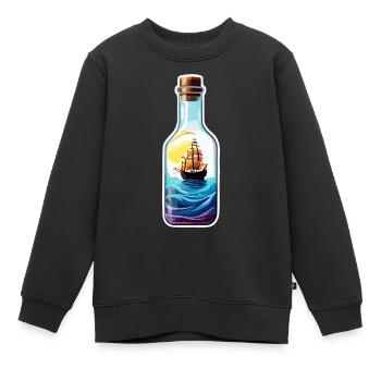 Flaschenschiff / Flaschenpost / Ahoi / Anker - Kinder Premium Organic Sweatshirt - Schwarz - Vorne - AI Model Kid Female (0cm)
