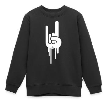 Heavy Metal Hard Rock Graffiti Cornes Geste de la main - Sweat Premium enfant bio - noir - Devant - AI Model Kid Female (0cm)
