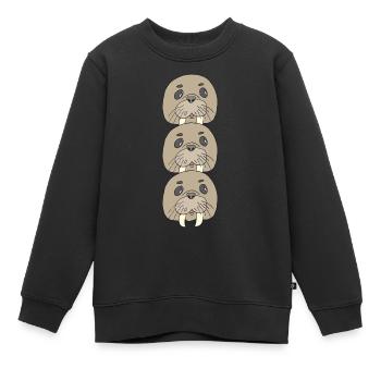 Paquet triple de morse - Sweat Premium enfant bio - noir - Devant - AI Model Kid Female (0cm)