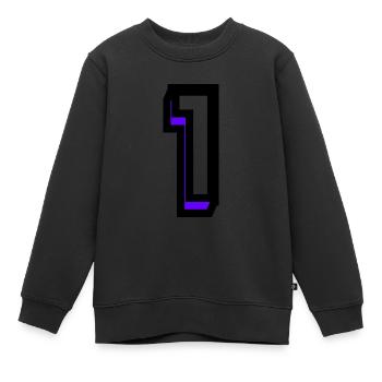 1. 1 AN. 1er ANNIVERSAIRE. ANNIVERSAIRE 1 AN - Sweat Premium enfant bio - noir - Devant - AI Model Kid Female (0cm)