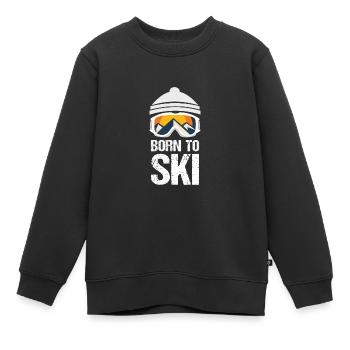 BORN TO SKI Winter Wintersport Geschenkidee - Kinder Premium Organic Sweatshirt - Schwarz - Vorne - AI Model Kid Female (0cm)