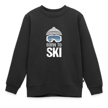 BORN TO SKI Winter Wintersport Geschenkidee - Kinder Premium Organic Sweatshirt - Schwarz - Vorne - AI Model Kid Female (0cm)