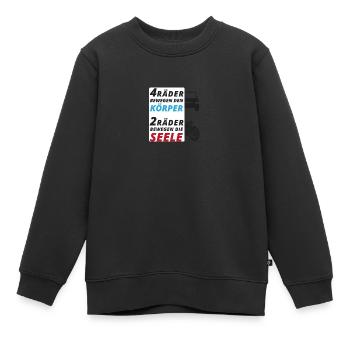 Motorradfahrer Spruch "2 Räder bewegen die Seele" - Kinder Premium Organic Sweatshirt - Schwarz - Vorne - AI Model Kid Female (0cm)