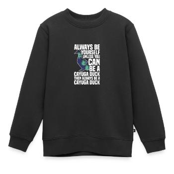 Cayuga canard nourriture enclos animal en peluche Cayuga - Sweat Premium enfant bio - noir - Devant - AI Model Kid Female (0cm)