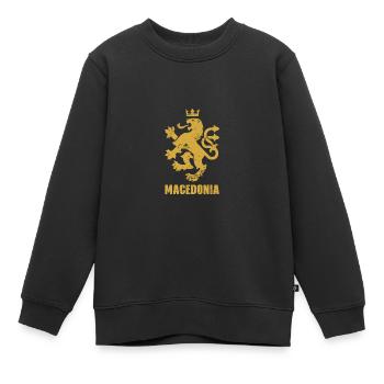 Macedonia Löwe Wappen Balkan Heimat - Kinder Premium Organic Sweatshirt - Schwarz - Vorne - AI Model Kid Female (0cm)