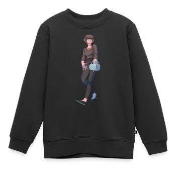 Anna - Kinder Premium Organic Sweatshirt - Schwarz - Vorne - AI Model Kid Female (0cm)