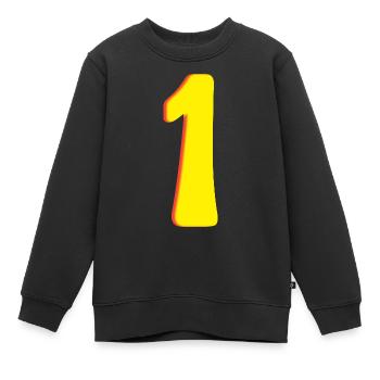 Numéro Un Jaune - Un - Un - Sweat Premium enfant bio - noir - Devant - AI Model Kid Female (0cm)