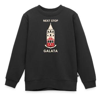 Nearest stop Galata tram - Kids Premium Organic Sweatshirt - black - Front - AI Model Kid Female (0cm)