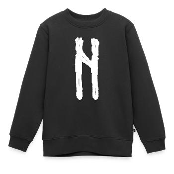 Elder Futhark Rune Hagalaz - lettre H - Sweat Premium enfant bio - noir - Devant - AI Model Kid Female (0cm)