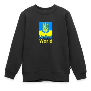 United World - Ukraine - Kinder Premium Organic Sweatshirt - Schwarz - Vorne - AI Model Kid Female (0cm)