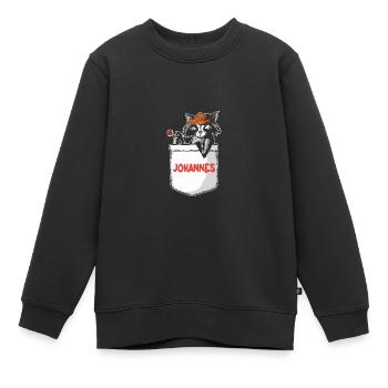 Raton laveur Johannes - Sweat Premium enfant bio - noir - Devant - AI Model Kid Female (0cm)