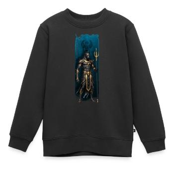 Gardien divin : Anubis avec bâton royal - Sweat Premium enfant bio - noir - Devant - AI Model Kid Female (0cm)