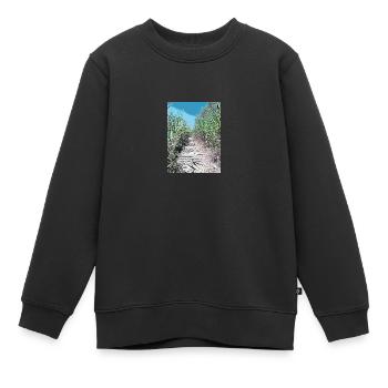 Zeichnung der Provence - Holzponton und Schilf - Kinder Premium Organic Sweatshirt - Schwarz - Vorne - AI Model Kid Female (0cm)