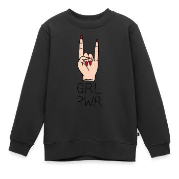 Girl Power Hand - Sweat Premium enfant bio - noir - Devant - AI Model Kid Female (0cm)