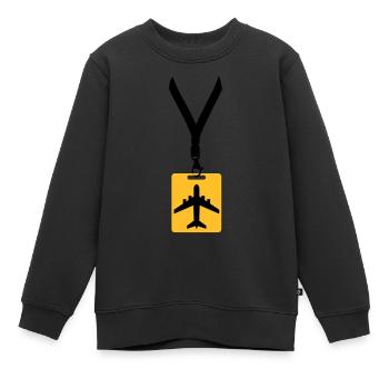 badge ligne avion avion mouche pilote vol voyage j - Sweat Premium enfant bio - noir - Devant - AI Model Kid Female (0cm)