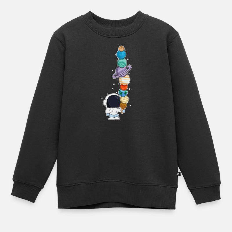 Astronaut mit Eis - Kinder Premium Organic Sweatshirt - Schwarz