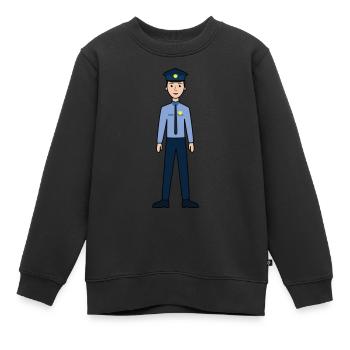 Policier - Sweat Premium enfant bio - noir - Devant - AI Model Kid Female (0cm)
