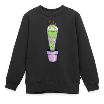 Punkrock kawaii Kaktus. - Kinder Premium Organic Sweatshirt - Schwarz - Vorne - AI Model Kid Female (0cm)