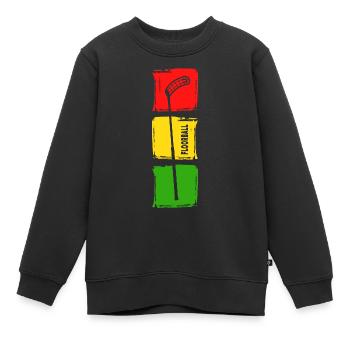 floorball unihockey floorballer - Kinder Premium Organic Sweatshirt - Schwarz - Vorne - AI Model Kid Female (0cm)
