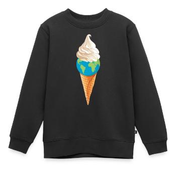 planet erde umweltschutz "eiskugel" summer vibes - Kinder Premium Organic Sweatshirt - Schwarz - Vorne - AI Model Kid Female (0cm)