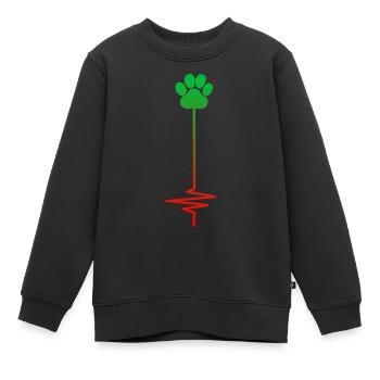Hundepfote Print Herzschlag Liebe Hunde - Kinder Premium Organic Sweatshirt - Schwarz - Vorne - AI Model Kid Female (0cm)