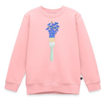 Pinceau floral - Sweat Premium enfant bio - rose - Devant - AI Model Kid Female (0cm)