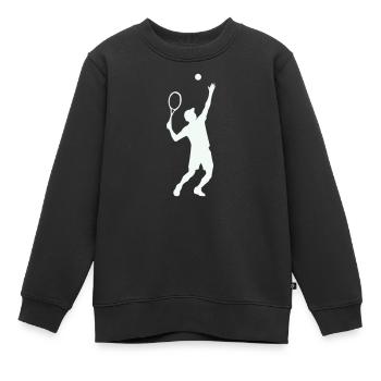 Tennis Silhouette im Sprung - Kinder Premium Organic Sweatshirt - Schwarz - Vorne - AI Model Kid Female (0cm)