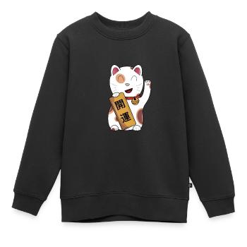 Maneki Neko viel Glück - Kinder Premium Organic Sweatshirt - Schwarz - Vorne - AI Model Kid Female (0cm)