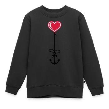 anker herz matrose kapitaen seemann schiff boot me - Kinder Premium Organic Sweatshirt - Schwarz - Vorne - AI Model Kid Female (0cm)